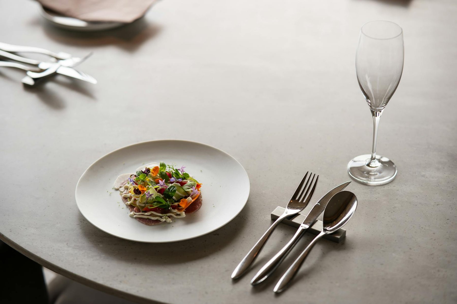 Fine dining table setting at an Auckland CBD restaurant