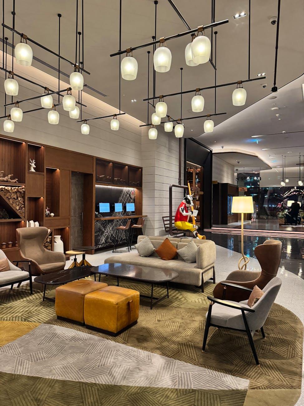 Modern luxury hotel lobby interior with elegant design