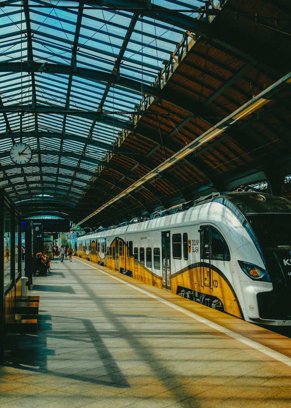 Modern train station platform in Auckland CBD