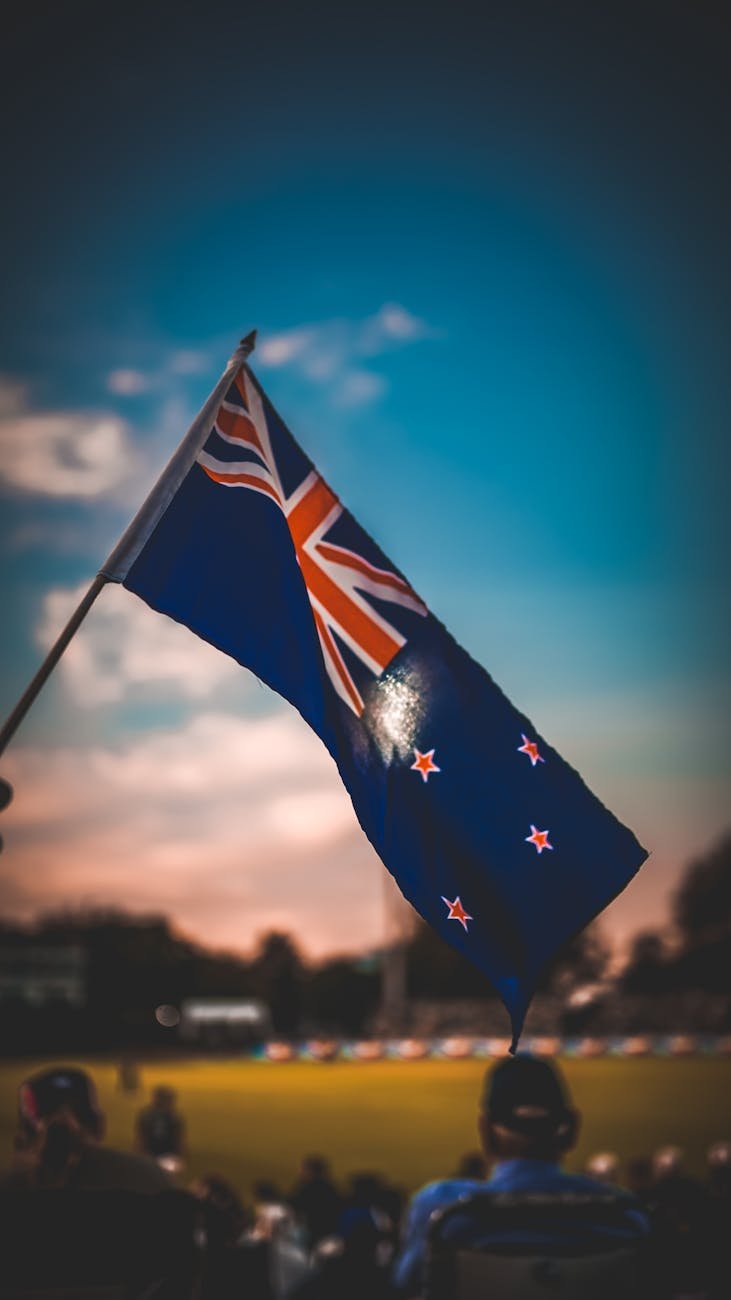 New Zealand flag with Waitangi Day national celebration imagery