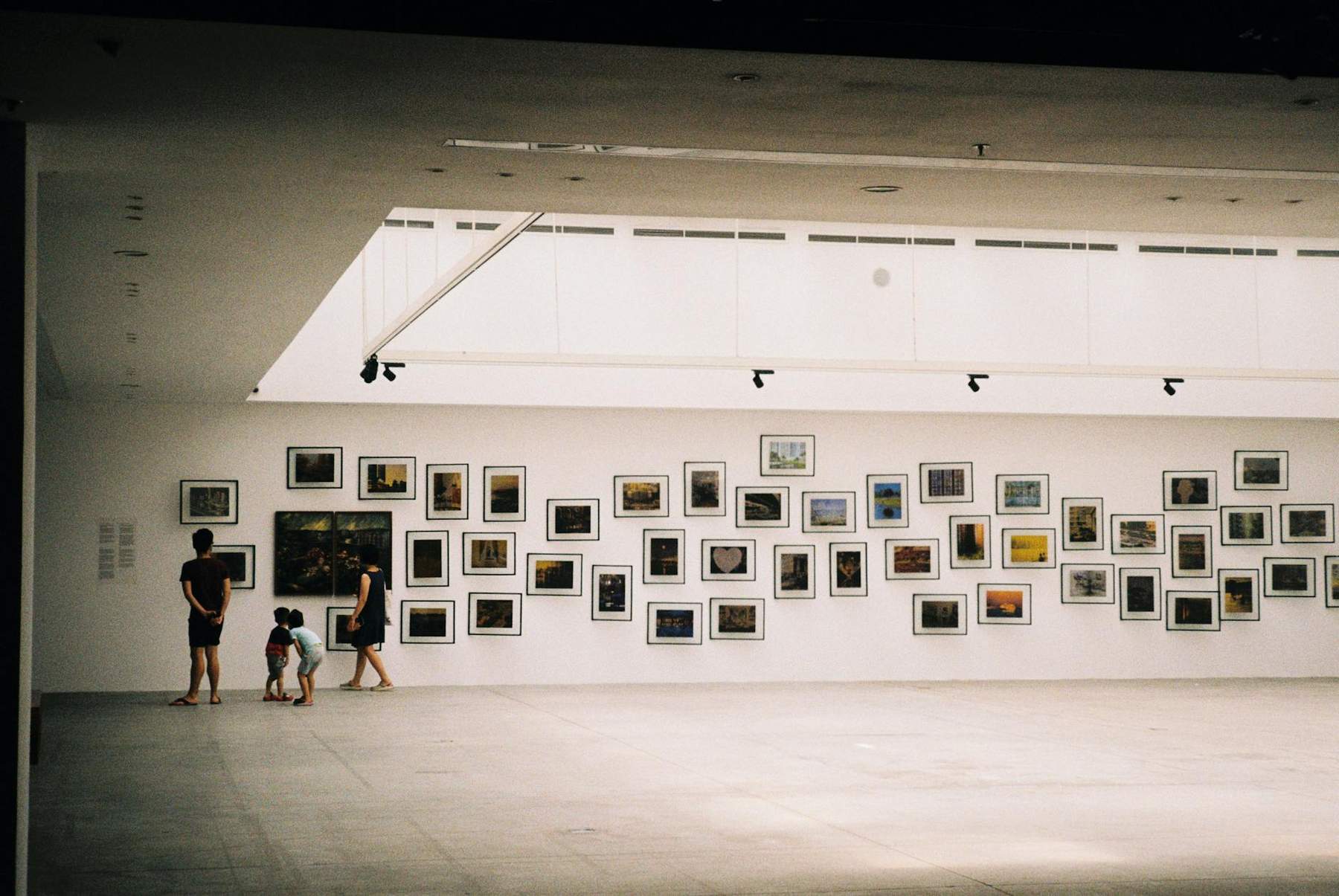 Contemporary art exhibition with modern installations