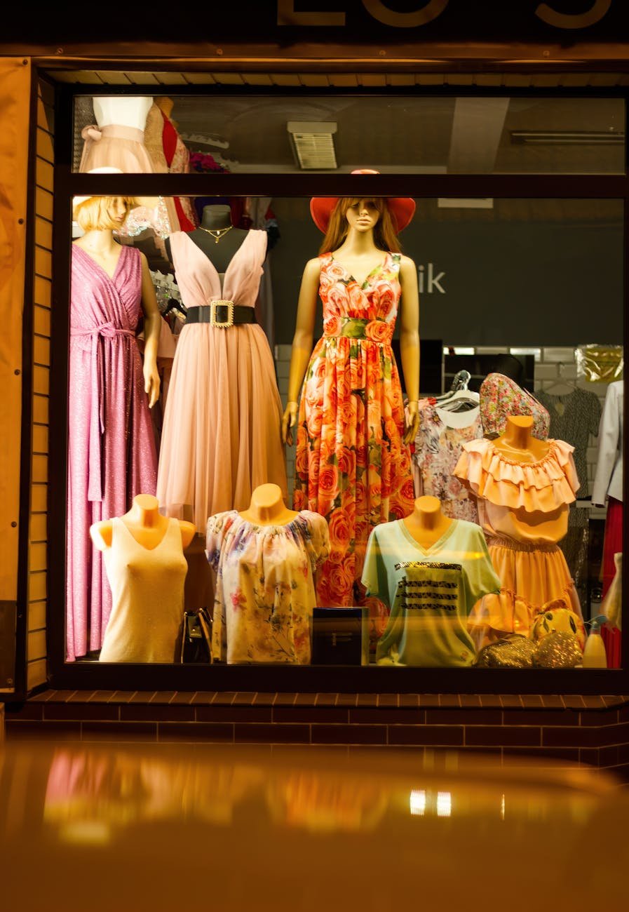 Fashion boutique store window display in Newmarket