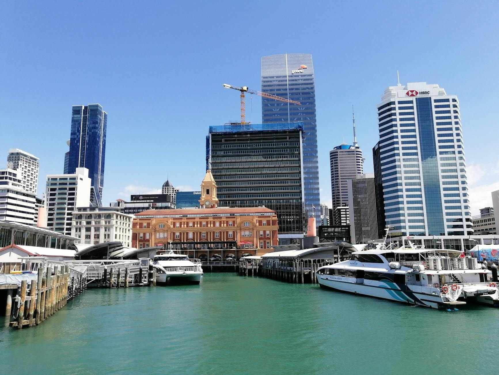 Wynyard Quarter waterfront Auckland with silo park