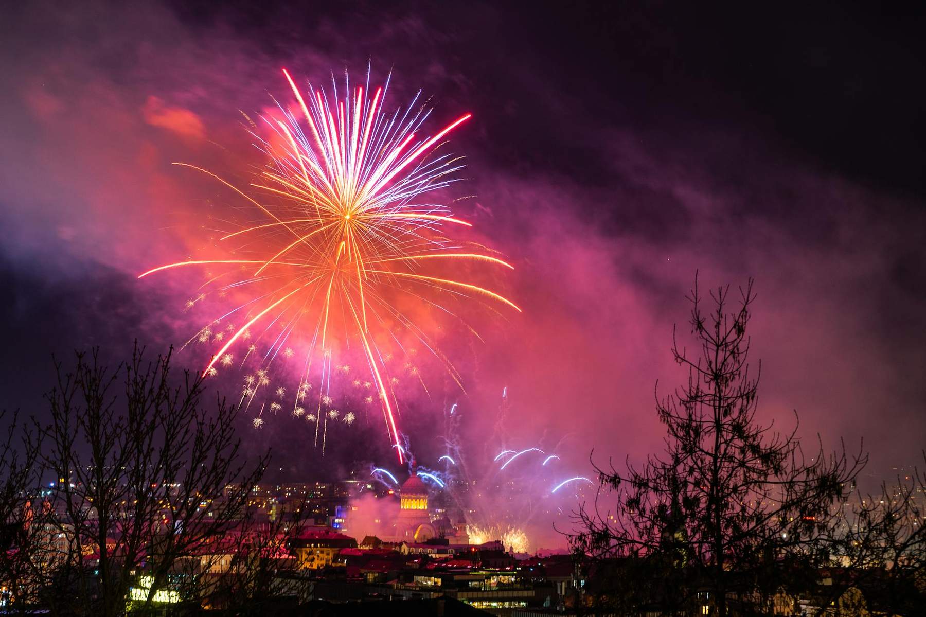 Fireworks over Auckland harbour at New Year
