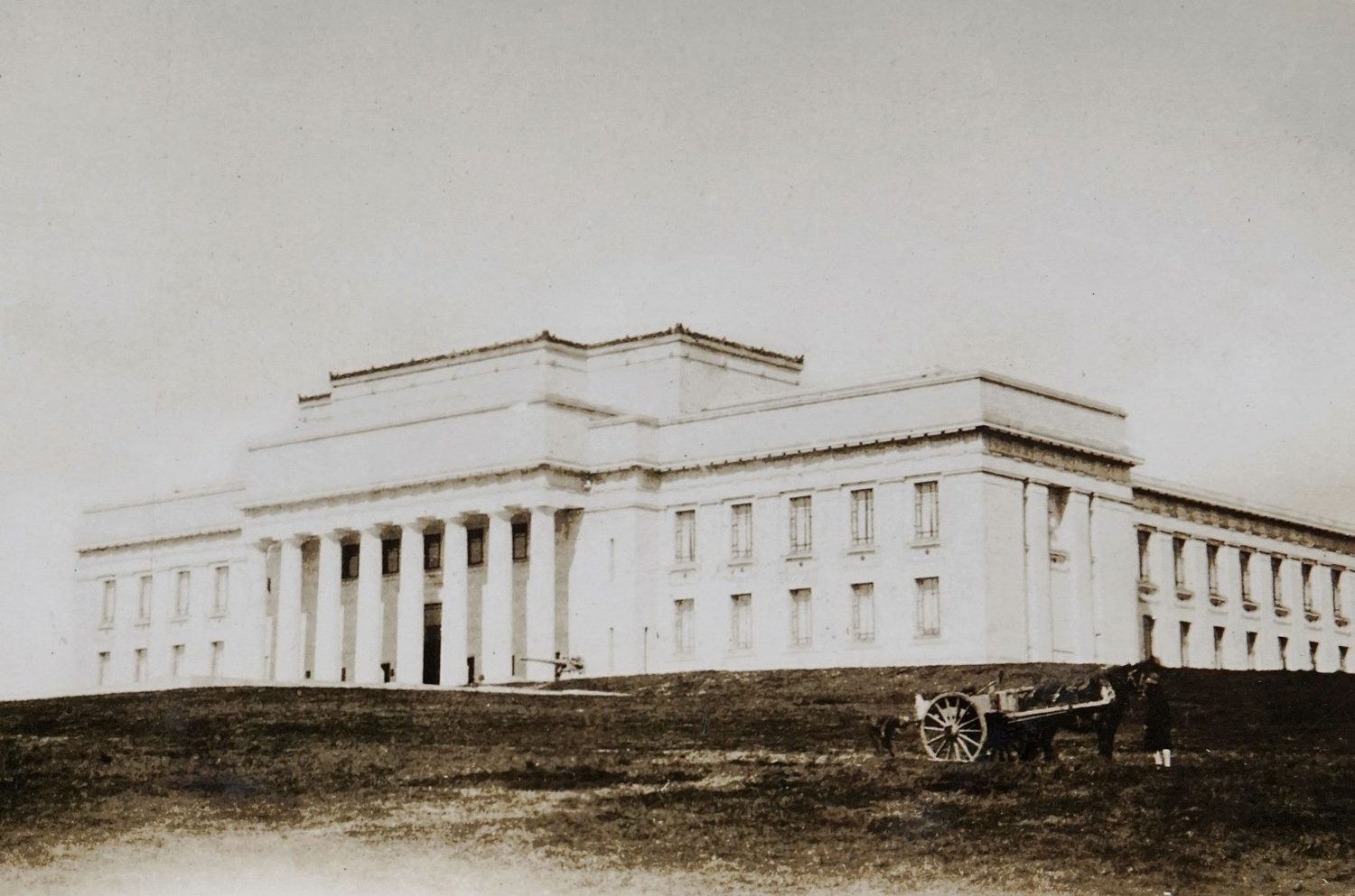 Auckland Museum neoclassical building on the hill in Auckland Domain