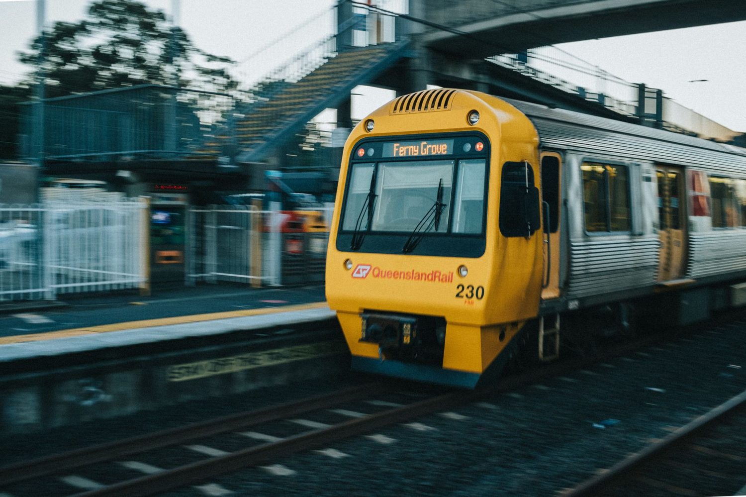Electric commuter train at an Auckland station