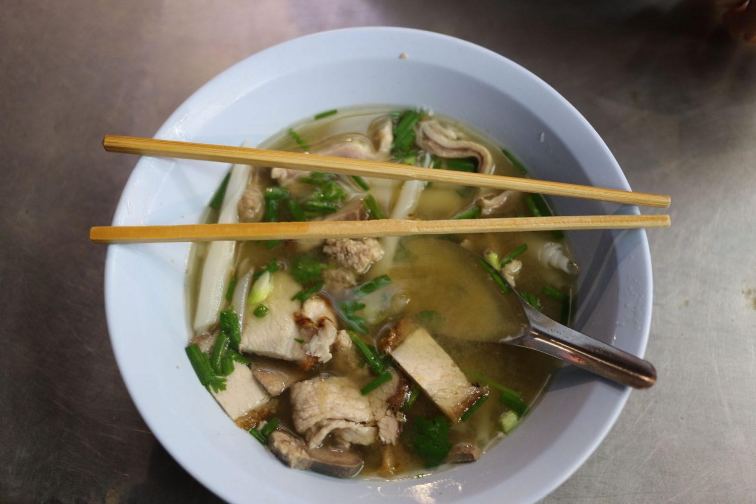Bowl of noodle soup at a cheap Auckland eatery