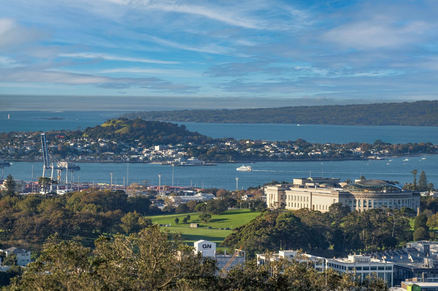 Sealed summit path and boardwalk leading up Maungawhau / Mt Eden