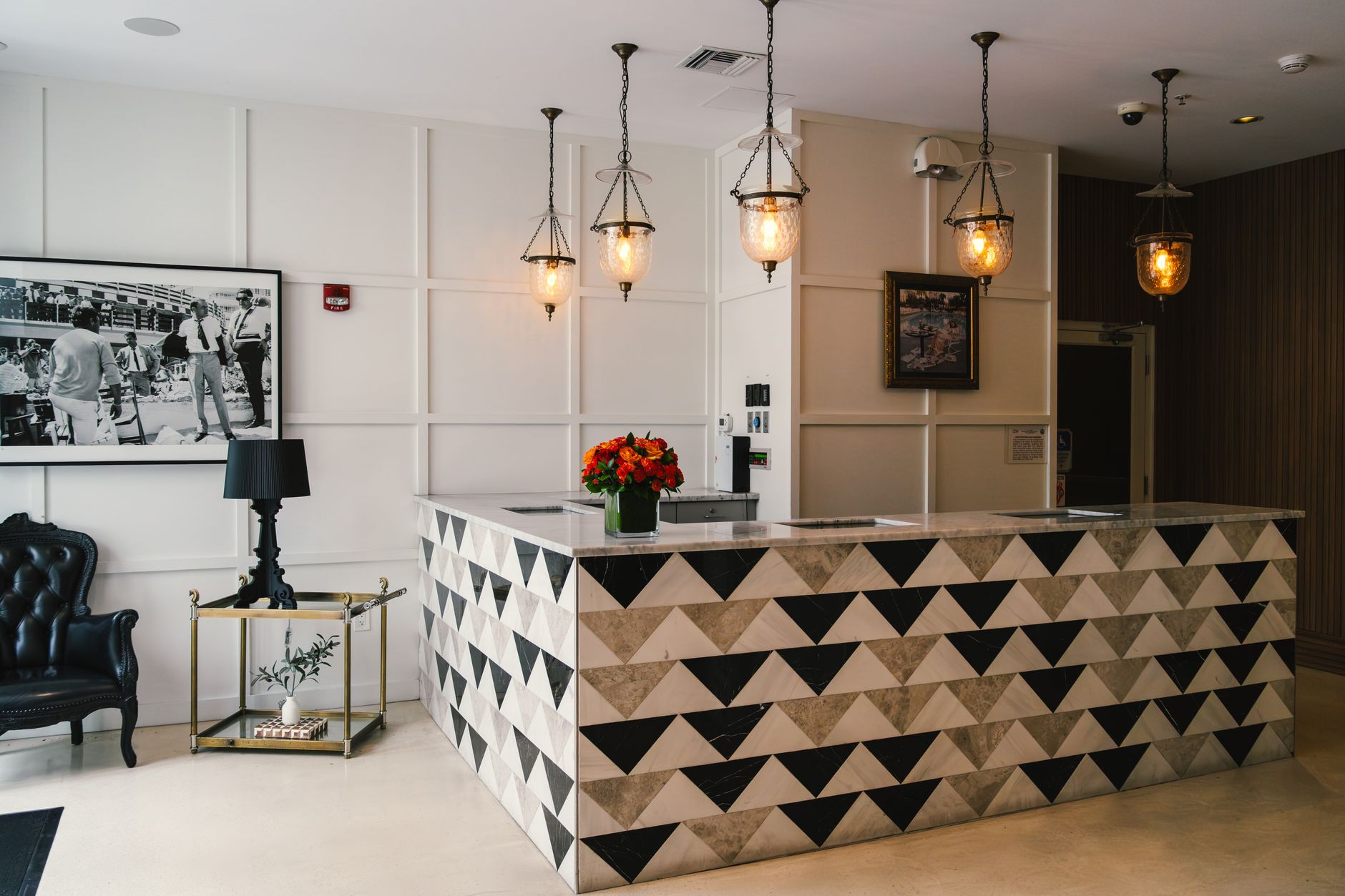 The interior lobby of a boutique hotel in Auckland