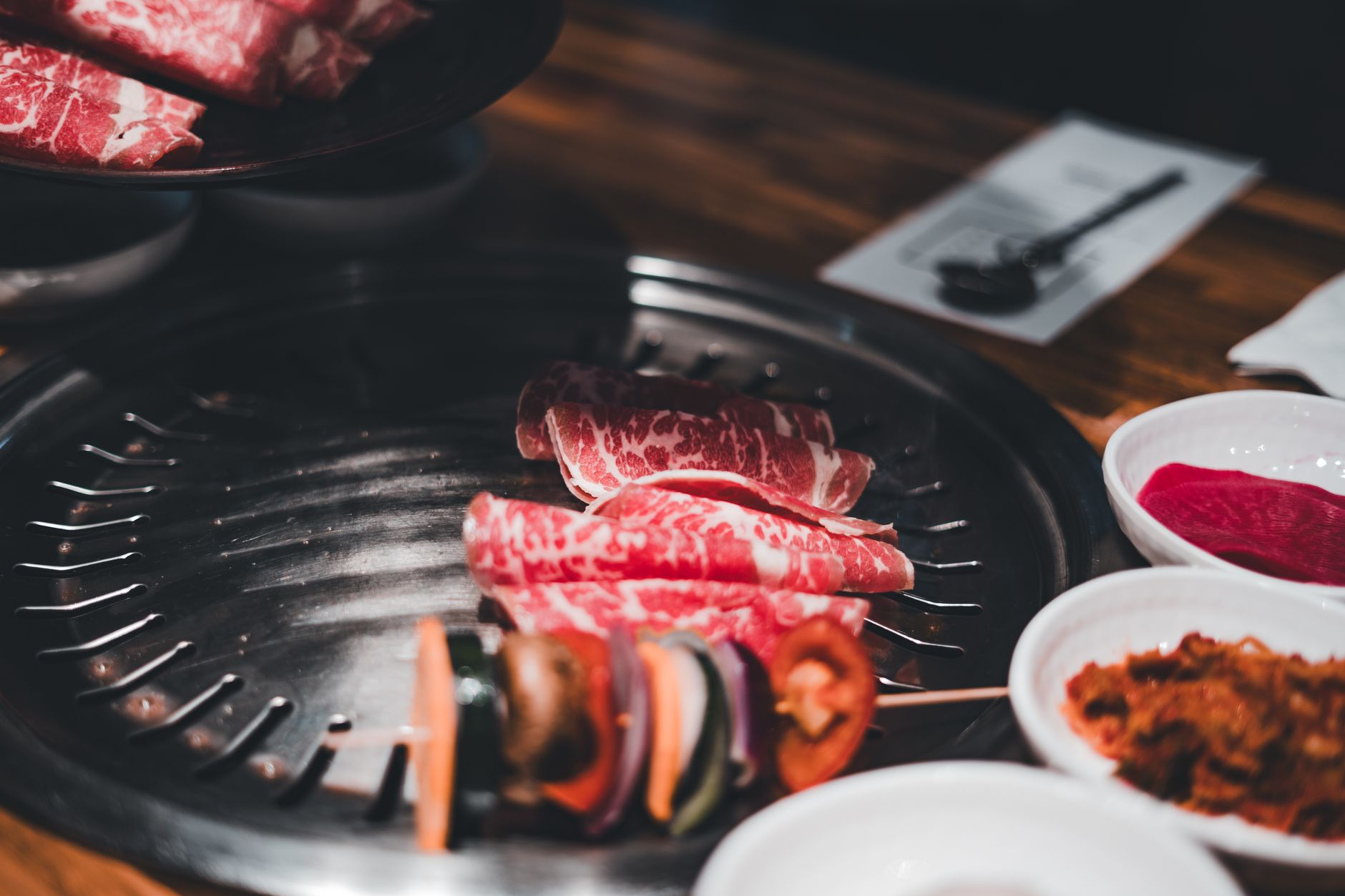 A Korean barbecue grill set into the table at an Auckland restaurant