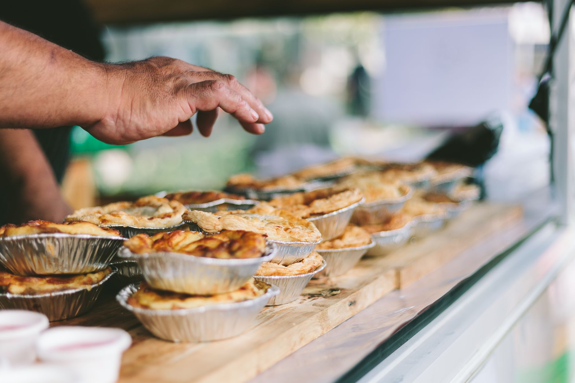 Freshly cooked food at an outdoor market in New Zealand